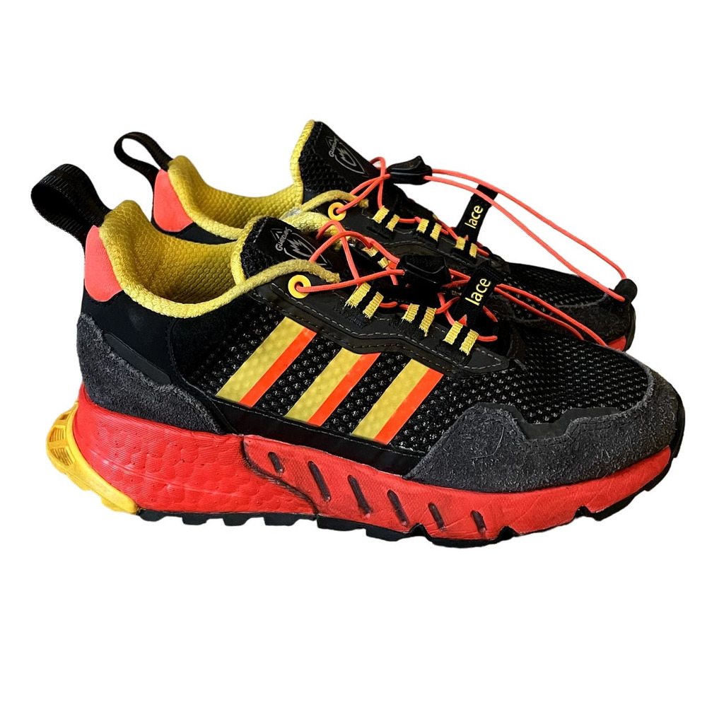 Adidas Unisex Kids Rocket ZX 1K Sneakers Marvel Core Black/Solar SZ 3.5